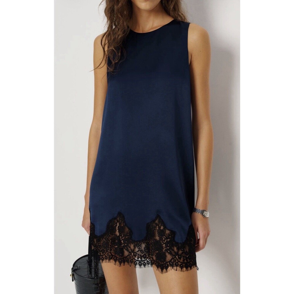 Reformation Jessalyn Silk Navy Women’s Dress Size M